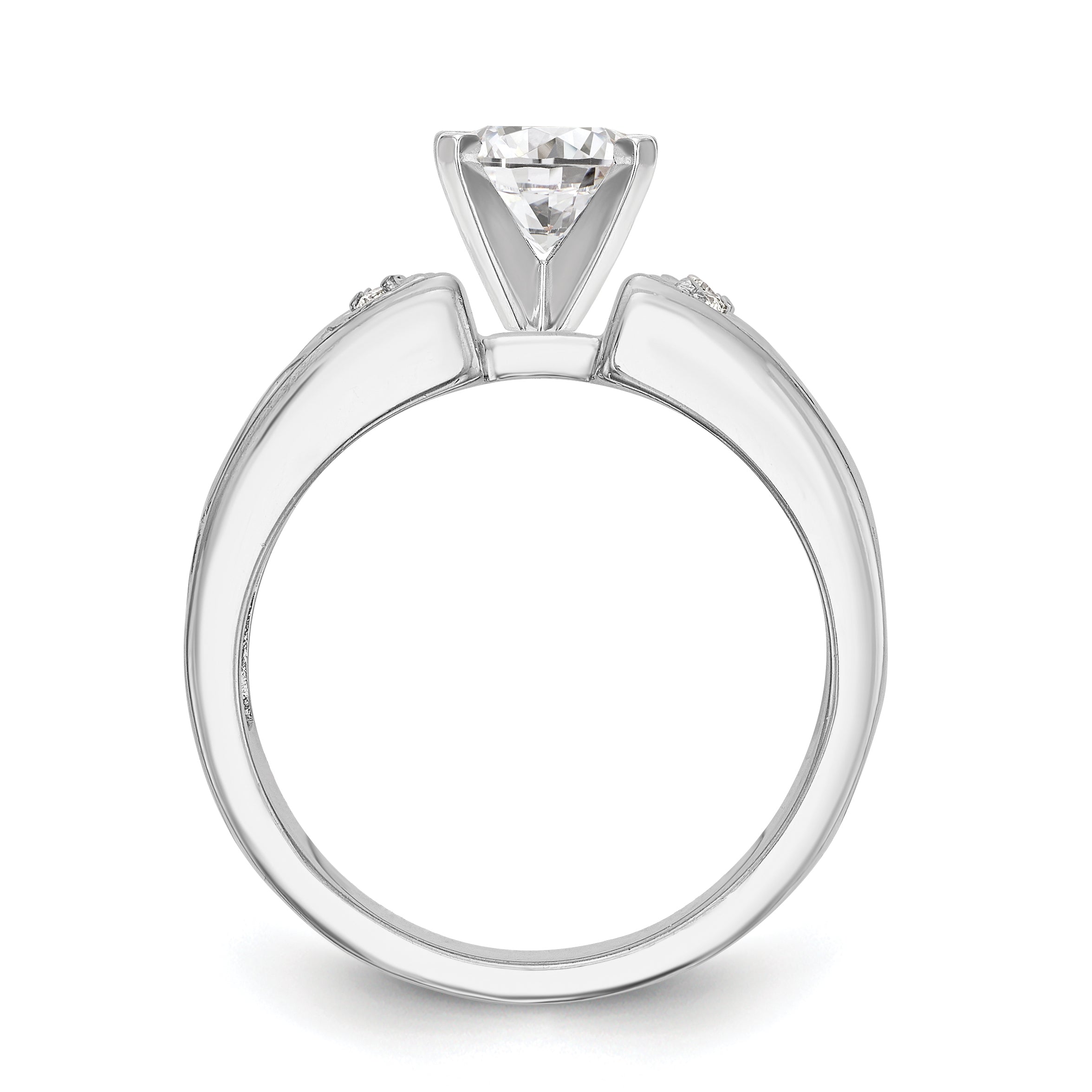 14K White Gold Diamond Peg Set CZ Engagement Ring