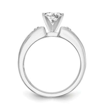 14K White Gold Diamond Peg Set CZ Engagement Ring