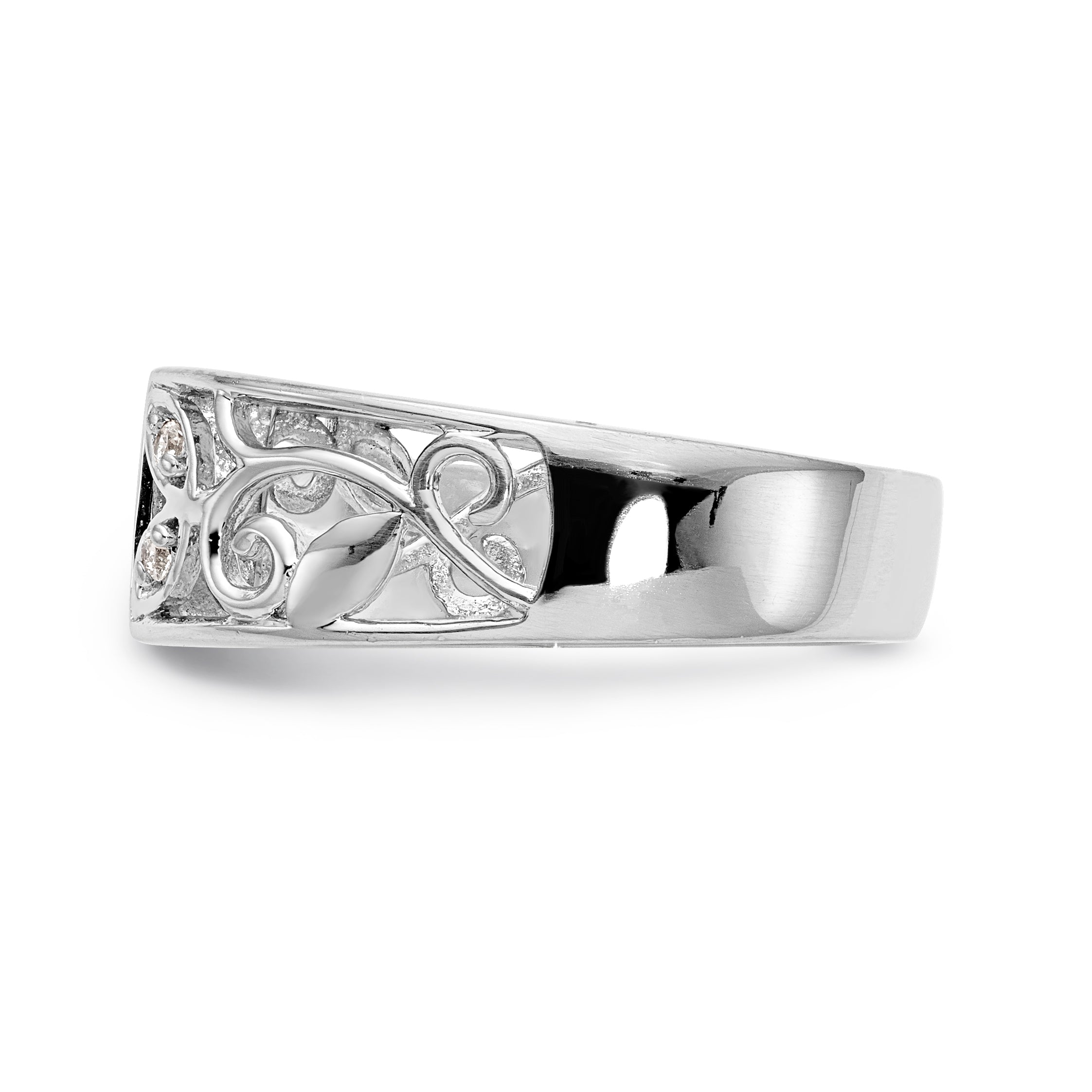 14K White Gold Diamond Peg Set CZ Engagement Ring