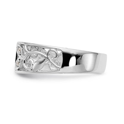 14K White Gold Diamond Peg Set CZ Engagement Ring