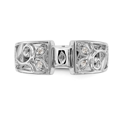 14K White Gold Diamond Peg Set CZ Engagement Ring