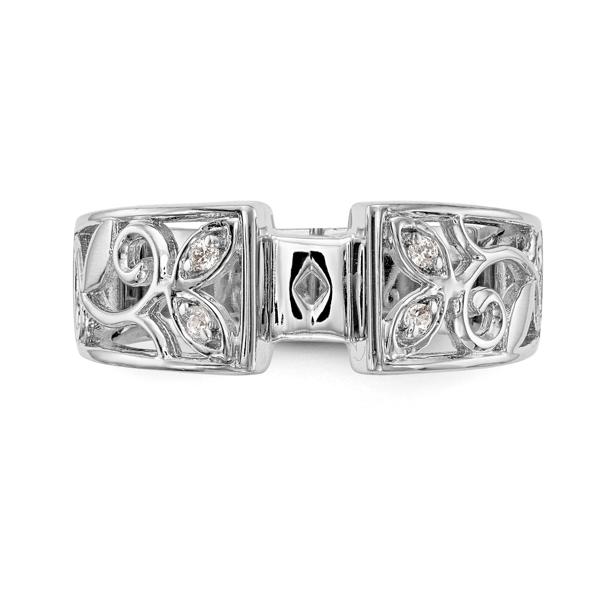 14K White Gold Diamond Peg Set CZ Engagement Ring