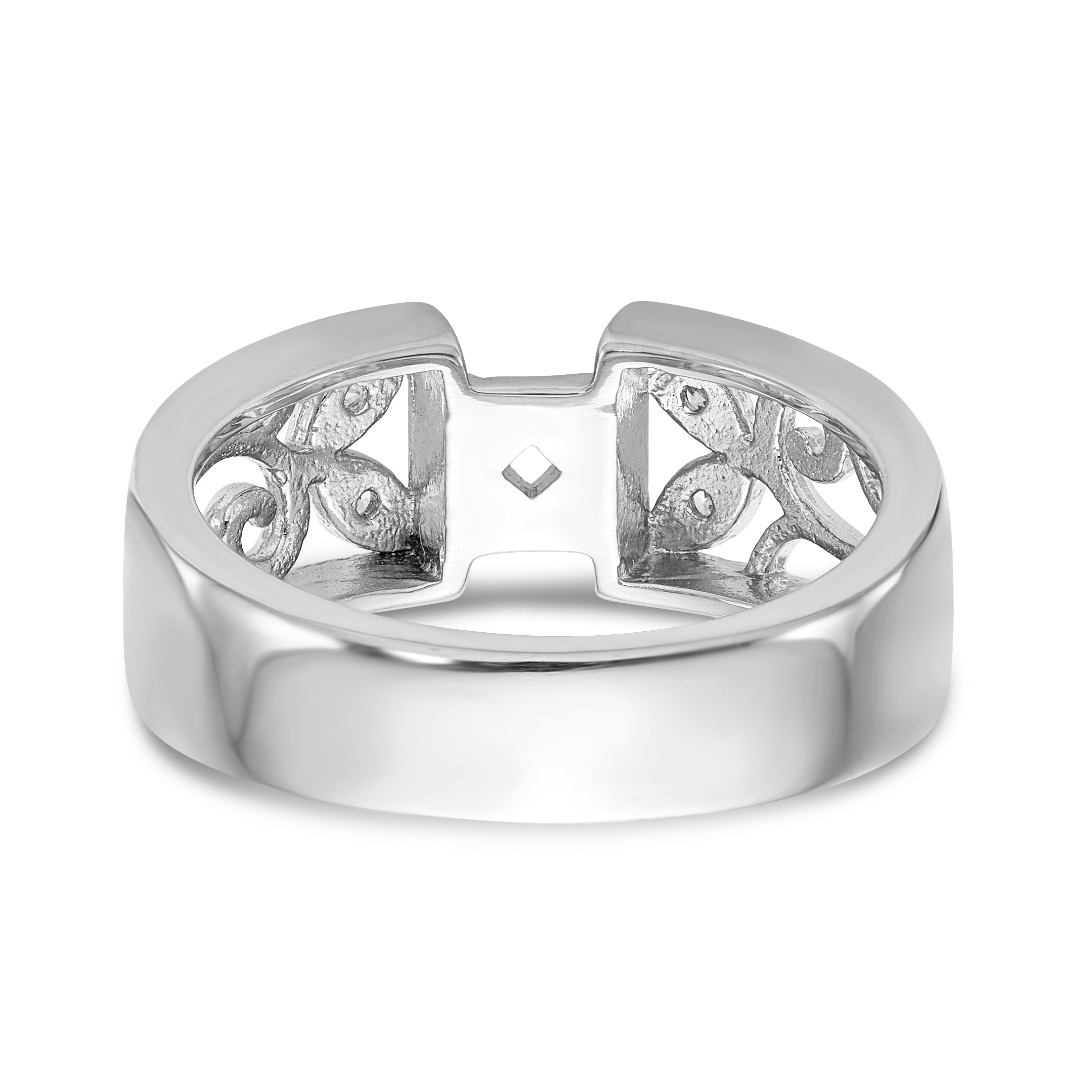 14K White Gold Diamond Peg Set CZ Engagement Ring