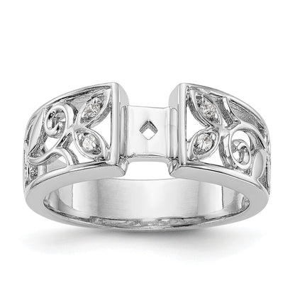 14K White Gold Diamond Peg Set CZ Engagement Ring