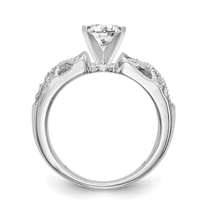 14K White Gold Diamond Peg Set CZ Engagement Ring
