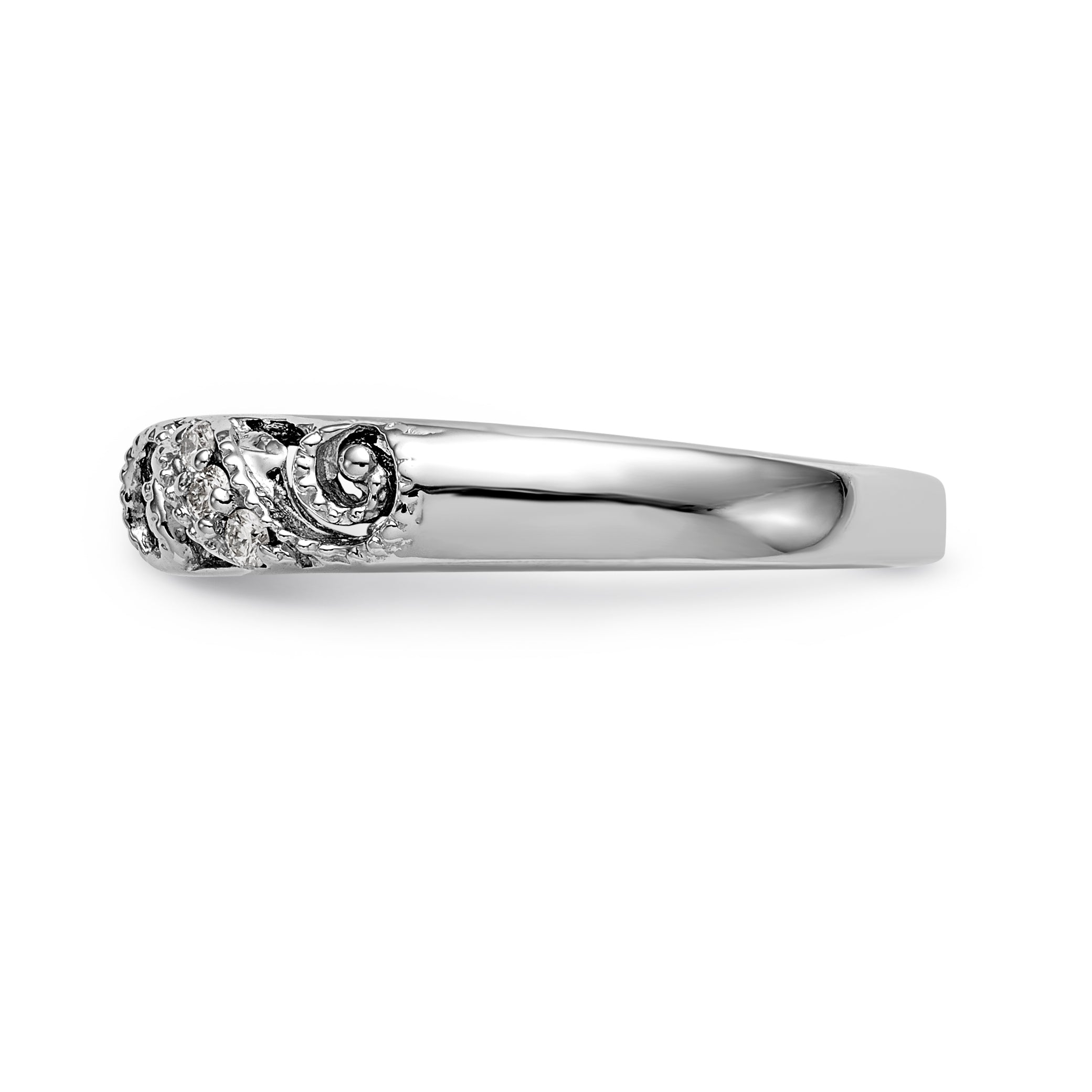 14K White Gold Diamond Peg Set CZ Engagement Ring