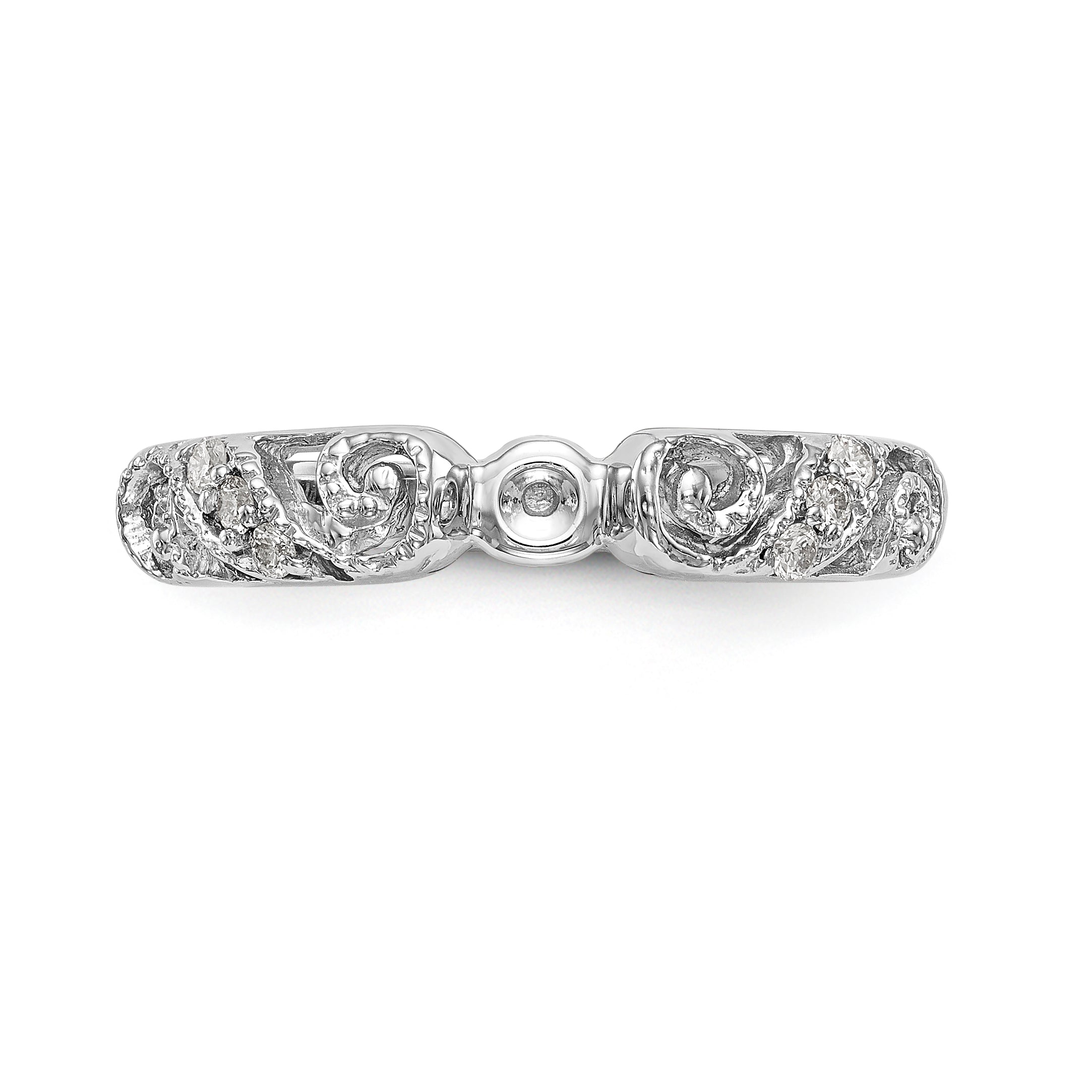 14K White Gold Diamond Peg Set CZ Engagement Ring