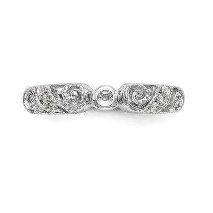 14K White Gold Diamond Peg Set CZ Engagement Ring