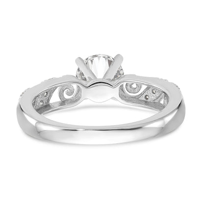 14K White Gold Diamond Peg Set CZ Engagement Ring