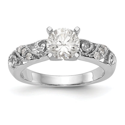 14K White Gold Diamond Peg Set CZ Engagement Ring
