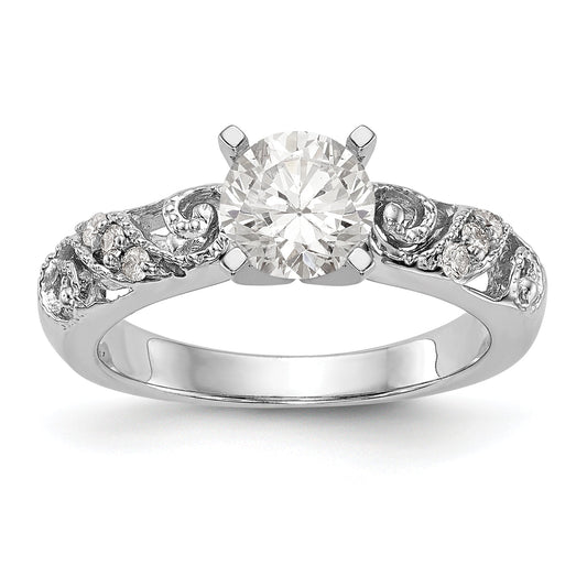 14K White Gold Diamond Peg Set CZ Engagement Ring