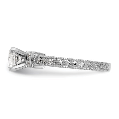 14K White Gold Diamond Peg Set CZ Engagement Ring