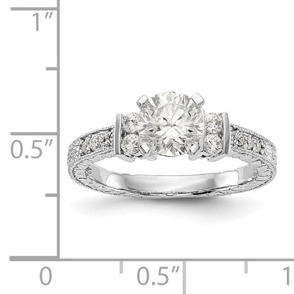 14K White Gold Diamond Peg Set CZ Engagement Ring