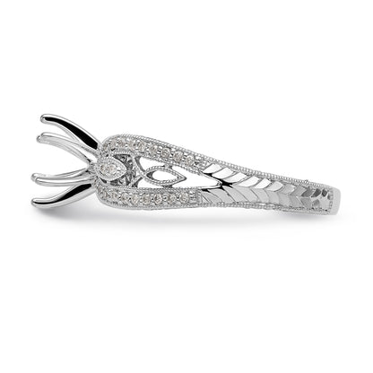 14K White Gold Diamond Peg Set CZ Engagement Ring