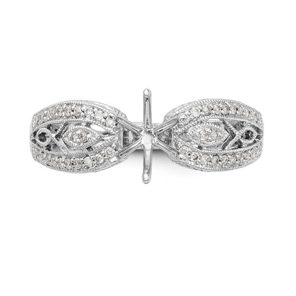 14K White Gold Diamond Peg Set CZ Engagement Ring