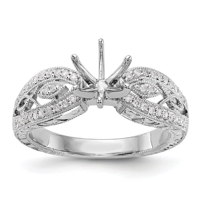 14K White Gold Diamond Peg Set CZ Engagement Ring