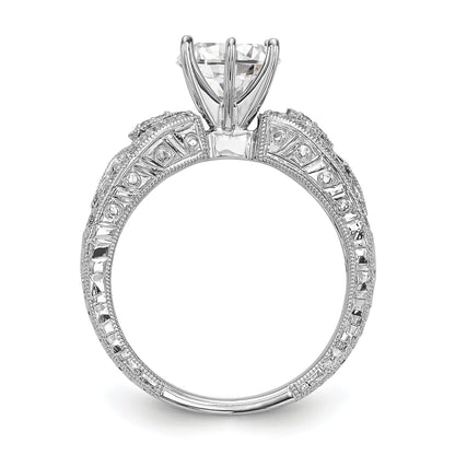14K White Gold Diamond Peg Set CZ Engagement Ring