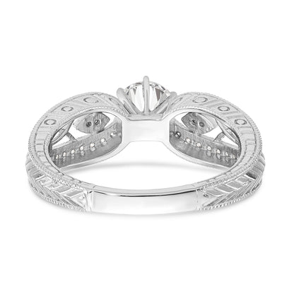 14K White Gold Diamond Peg Set CZ Engagement Ring