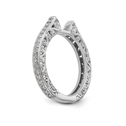 14K White Gold Diamond Peg Set CZ Engagement Ring
