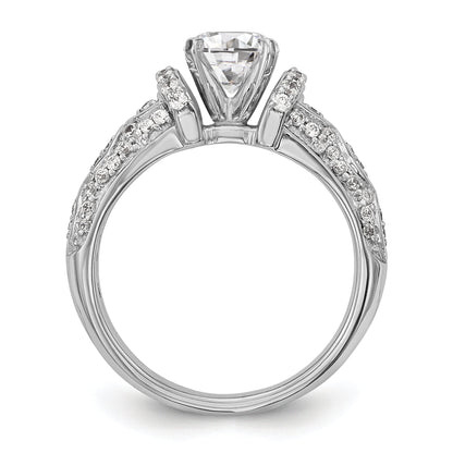 14K White Gold Diamond Peg Set CZ Engagement Ring