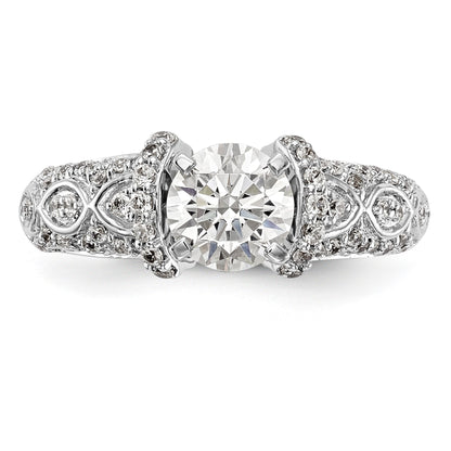 14K White Gold Diamond Peg Set CZ Engagement Ring