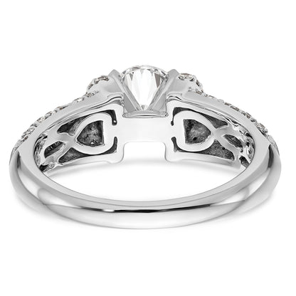14K White Gold Diamond Peg Set CZ Engagement Ring