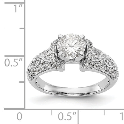 14K White Gold Diamond Peg Set CZ Engagement Ring
