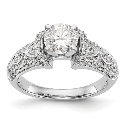14K White Gold Diamond Peg Set CZ Engagement Ring