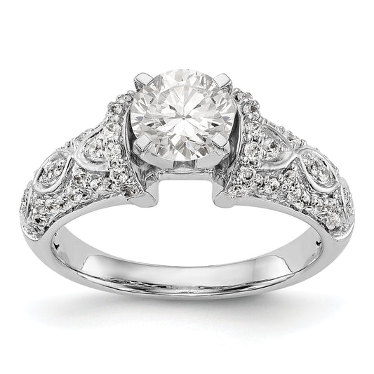 14K White Gold Diamond Peg Set CZ Engagement Ring