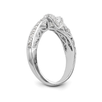 14K White Gold Diamond Peg Set CZ Engagement Ring