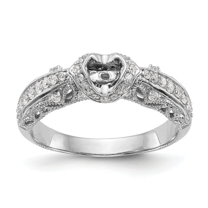 14K White Gold Diamond Peg Set CZ Engagement Ring