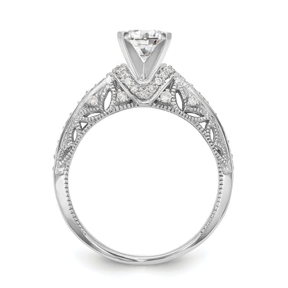 14K White Gold Diamond Peg Set CZ Engagement Ring