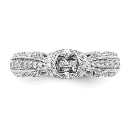 14K White Gold Diamond Peg Set CZ Engagement Ring