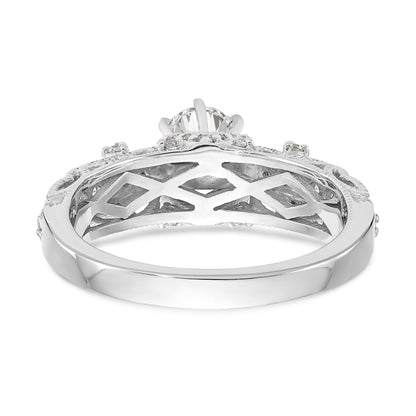 14K White Gold Diamond Peg Set CZ Engagement Ring