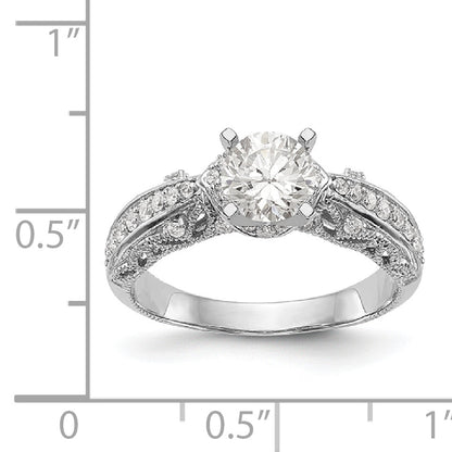 14K White Gold Diamond Peg Set CZ Engagement Ring