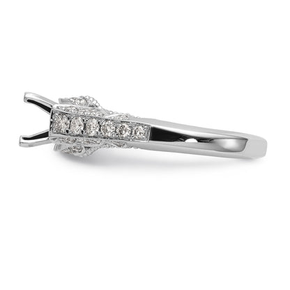 14K White Gold Peg Set Simulated Diamond Engagement Ring