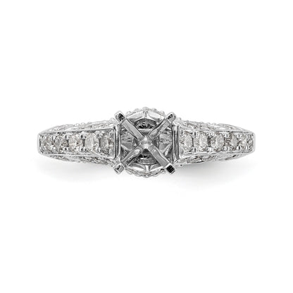 14K White Gold Peg Set Simulated Diamond Engagement Ring