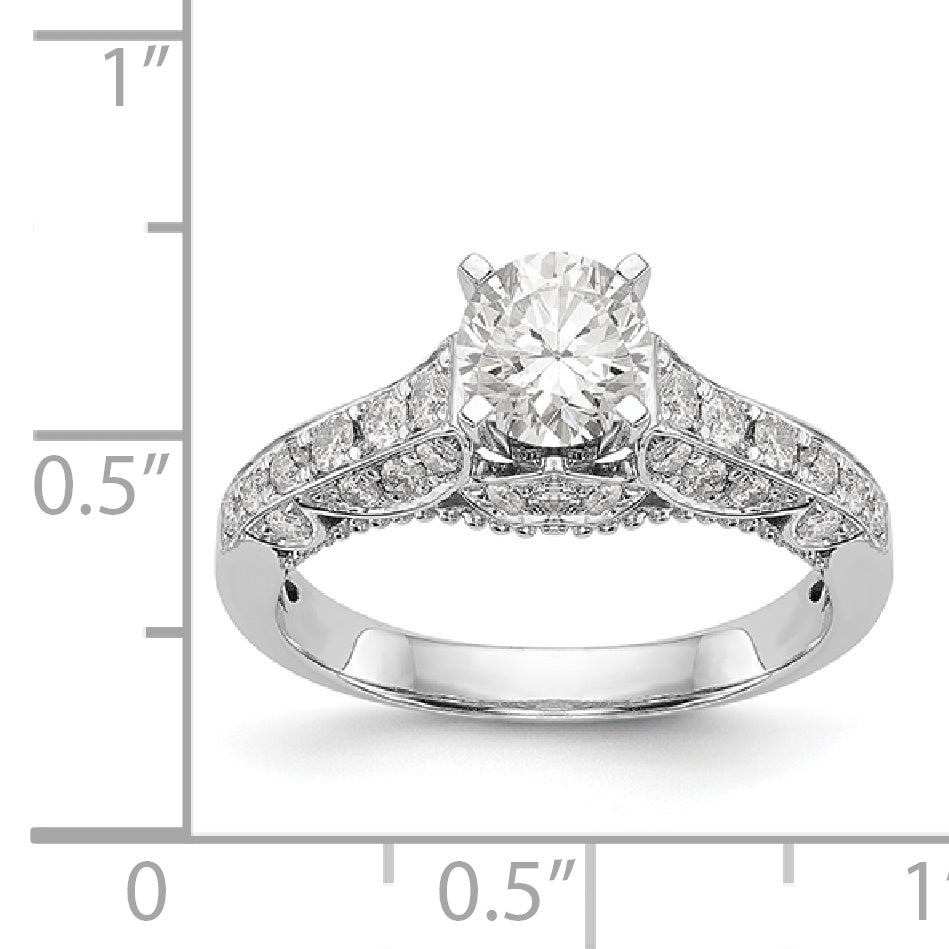14K White Gold Peg Set Simulated Diamond Engagement Ring