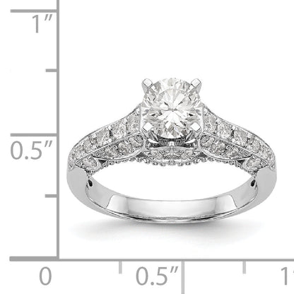 14K White Gold Peg Set Simulated Diamond Engagement Ring