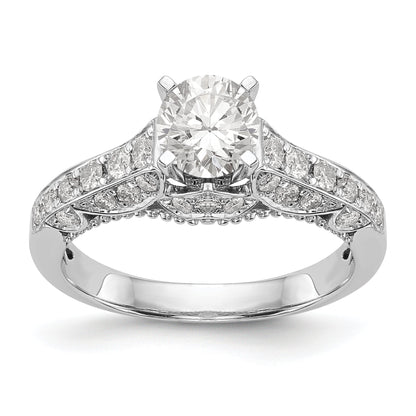 14K White Gold Peg Set Simulated Diamond Engagement Ring