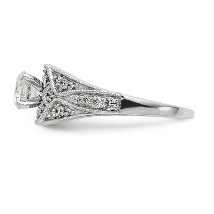 14K White Gold Peg Set Diamond Engagement Ring