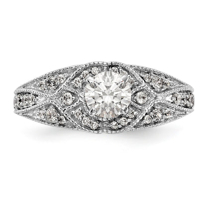 14K White Gold Peg Set Diamond Engagement Ring
