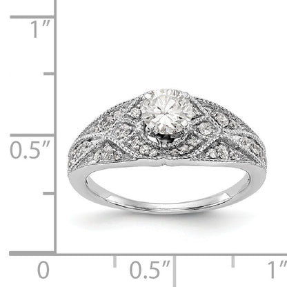 14K White Gold Peg Set Diamond Engagement Ring