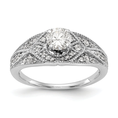 14K White Gold Peg Set Diamond Engagement Ring