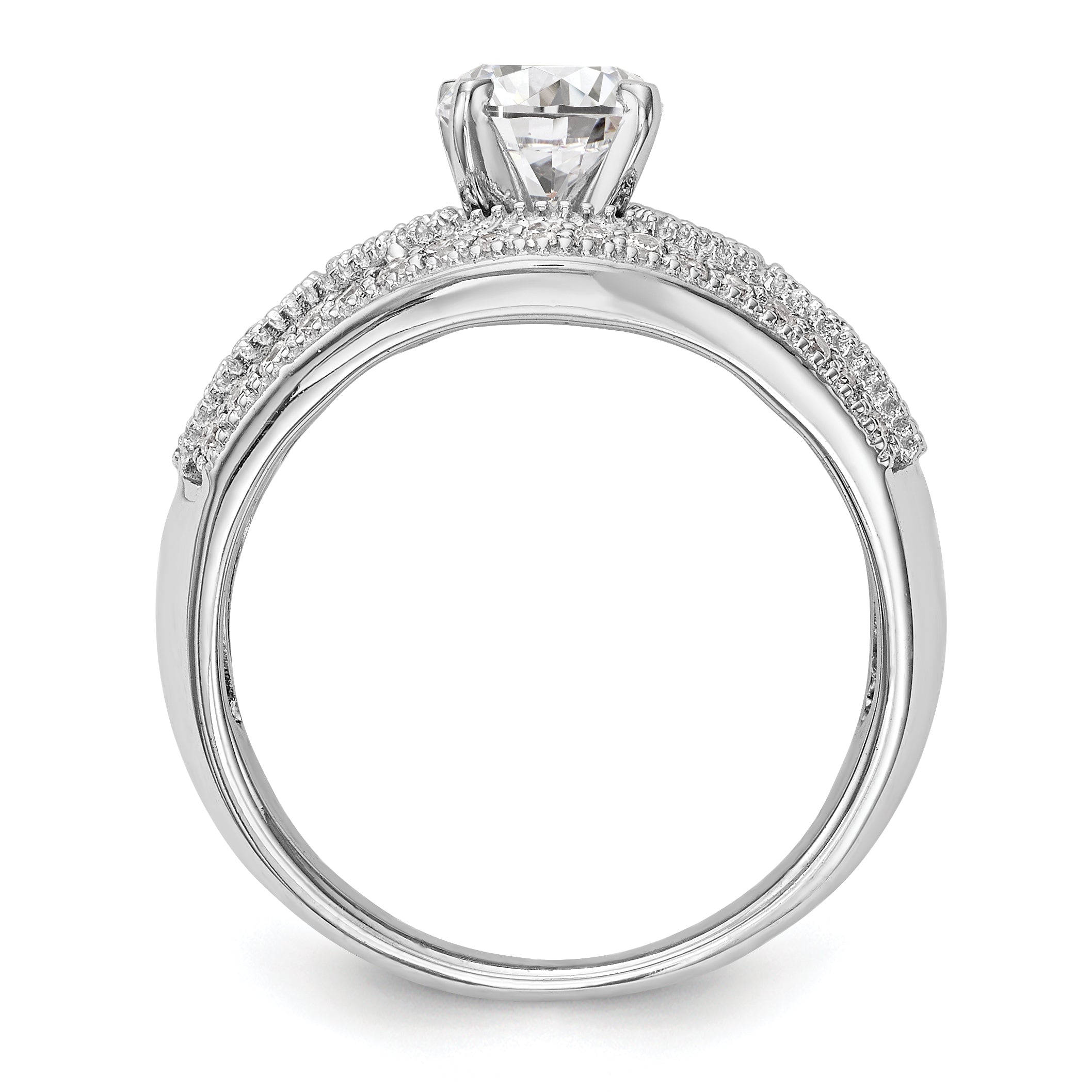 14K White Gold Peg Set Diamond Engagement Ring