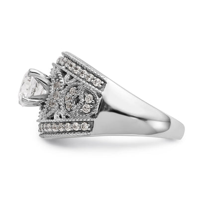14K White Gold Peg Set Diamond Engagement Ring