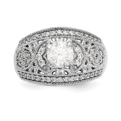 14K White Gold Peg Set Diamond Engagement Ring