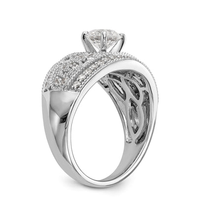 14K White Gold Peg Set Diamond Engagement Ring