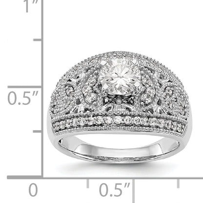 14K White Gold Peg Set Diamond Engagement Ring