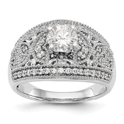 14K White Gold Peg Set Diamond Engagement Ring